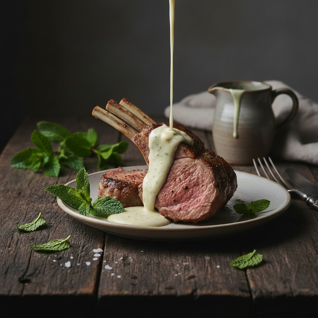 Lamb chop with creamy mint sauce