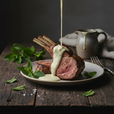 Lamb chop with creamy mint sauce